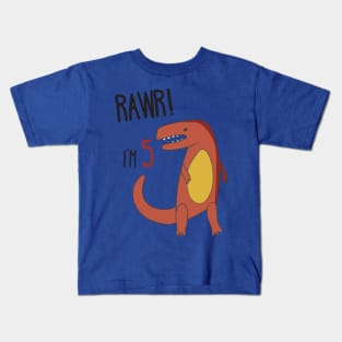 RAWR! I'm 5 Kid's Birthday Dinosaur T-Rex T-shirt Kids T-Shirt